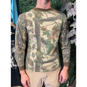 vtg 90s REALTREE HUNTING CAMO Long Sleeve Med // outdoors nature deer mossy hunt